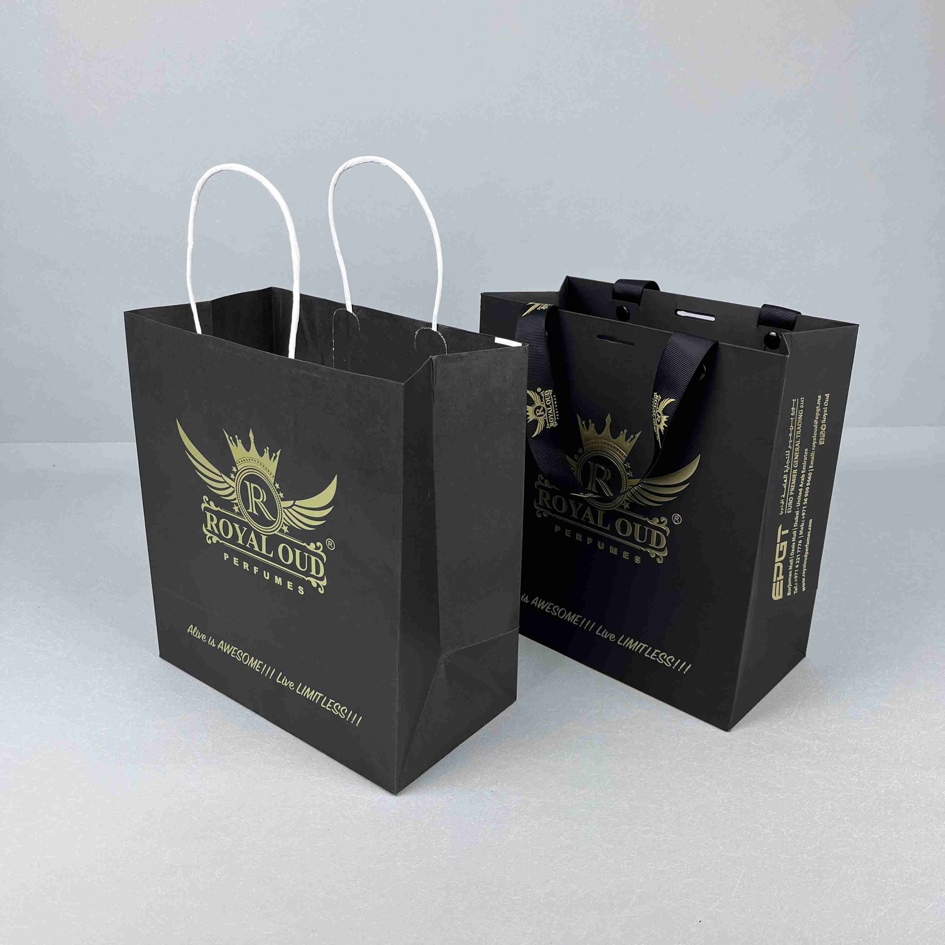 Custom Black Paper Bags for Grocery Stores in Bulk Orders