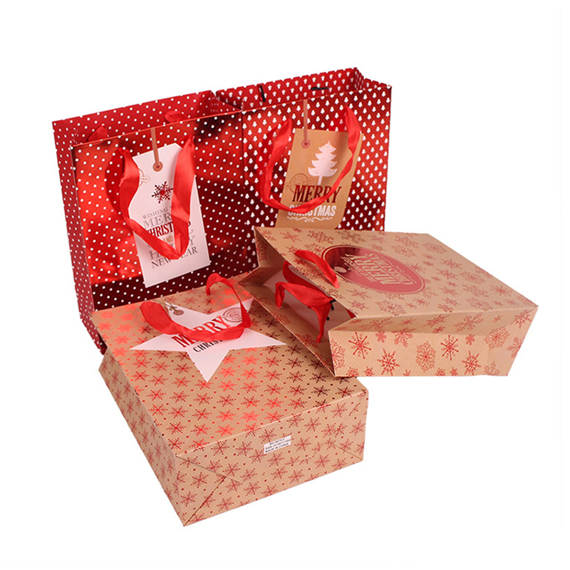 Lipack Multicolor Christmas Paper Bag for Gift with Ribbon