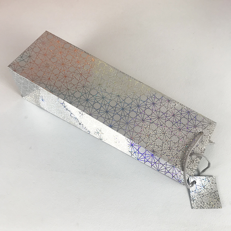 Lipack Holographic Luxury Single Wine Bottle Paper Gift Bag With Logo Printed