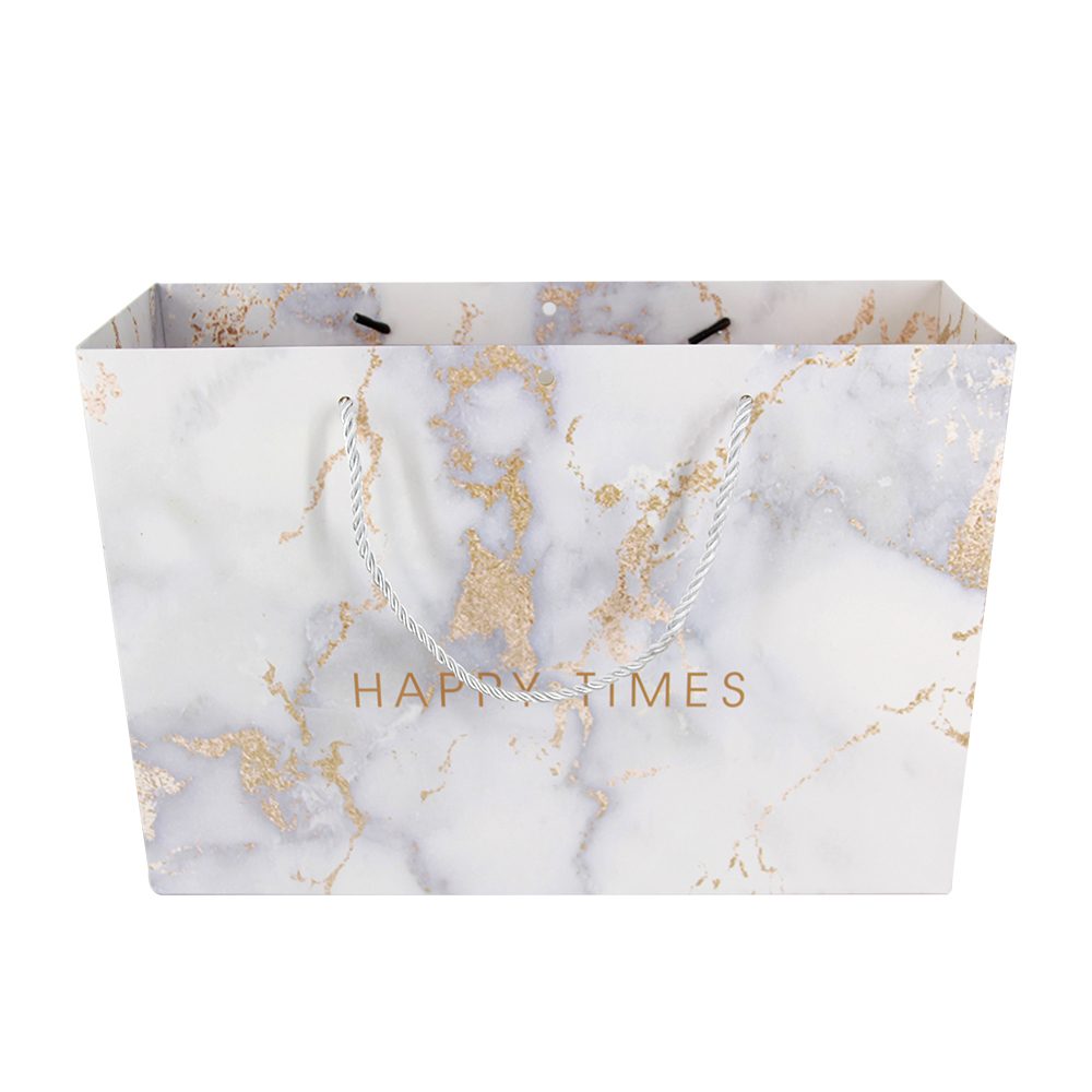 Lipack Marble Effect Boutique Paper Bag with Your Logo for Packaging