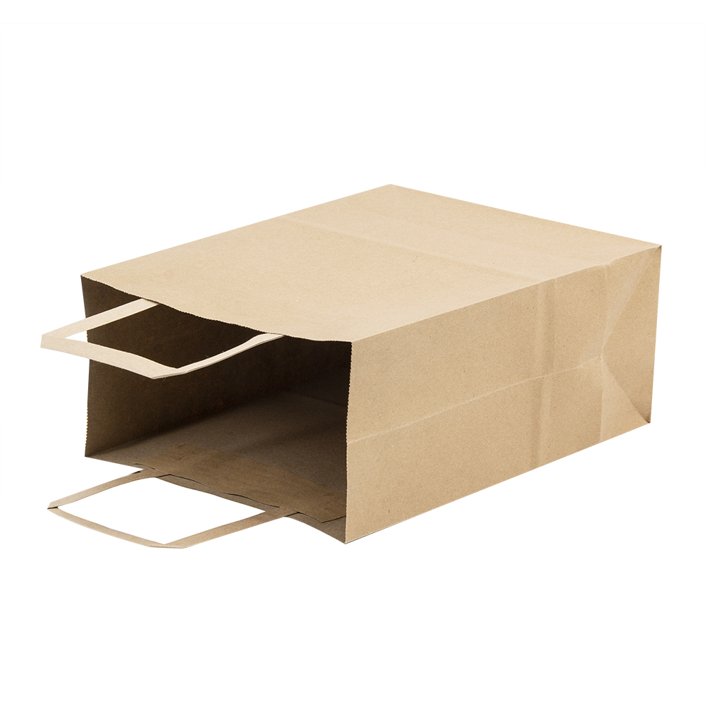 Lipack Recyclable Kraft Brown Food Paper Bag with Flat Paper Handle